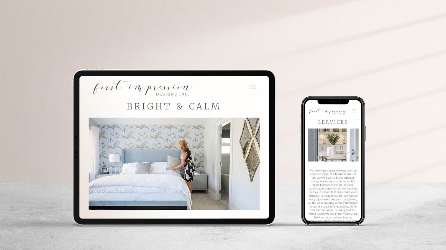 First Impressions website shown on a tablet and mobile device - White Canvas Design