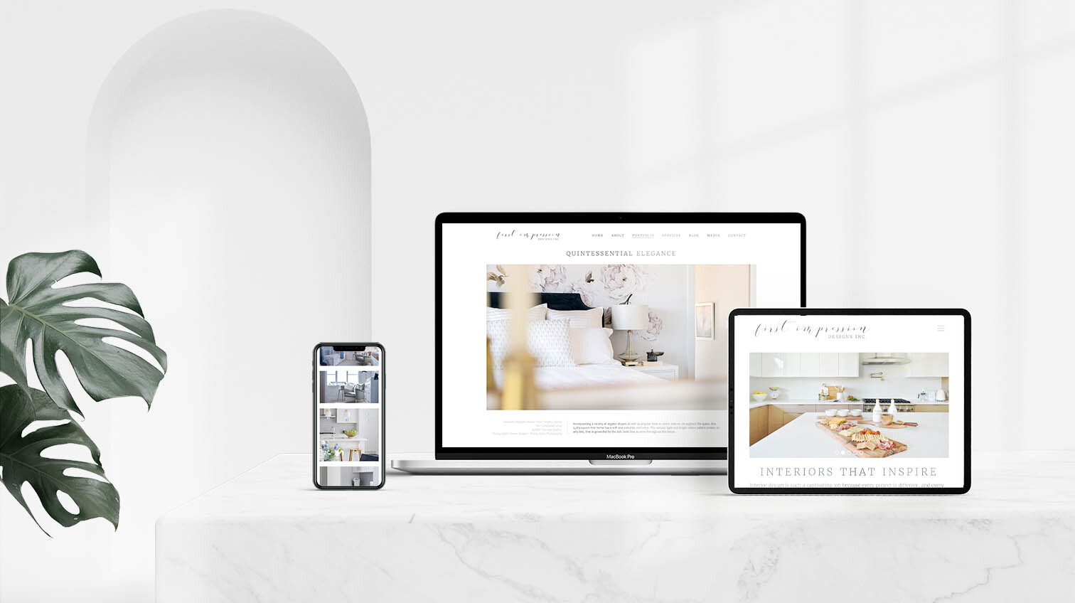 First Impressions website shown on three devices, mobile, tablet and laptop - White Canvas Design