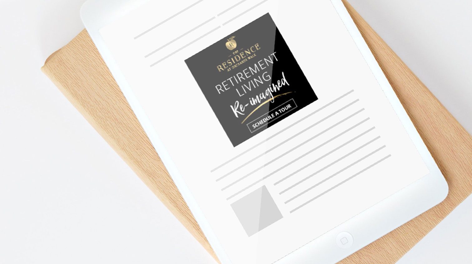 The residence ad on a tablet device - White Canvas Design