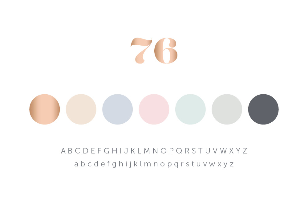 french seventy six color palette, logo and font - White Canvas Design