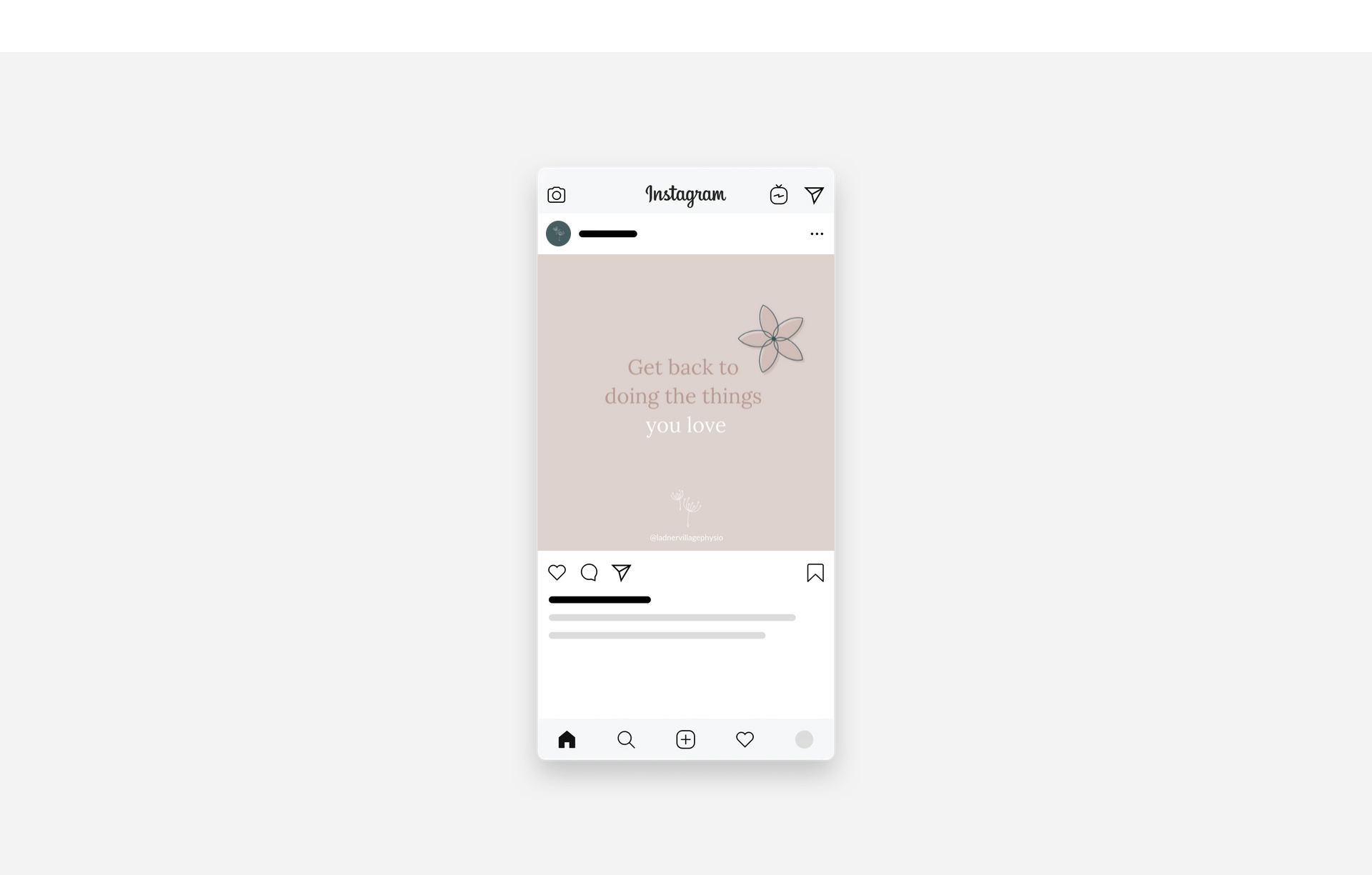 Instagram social media graphic "get back to the things you love" - White Canvas Design