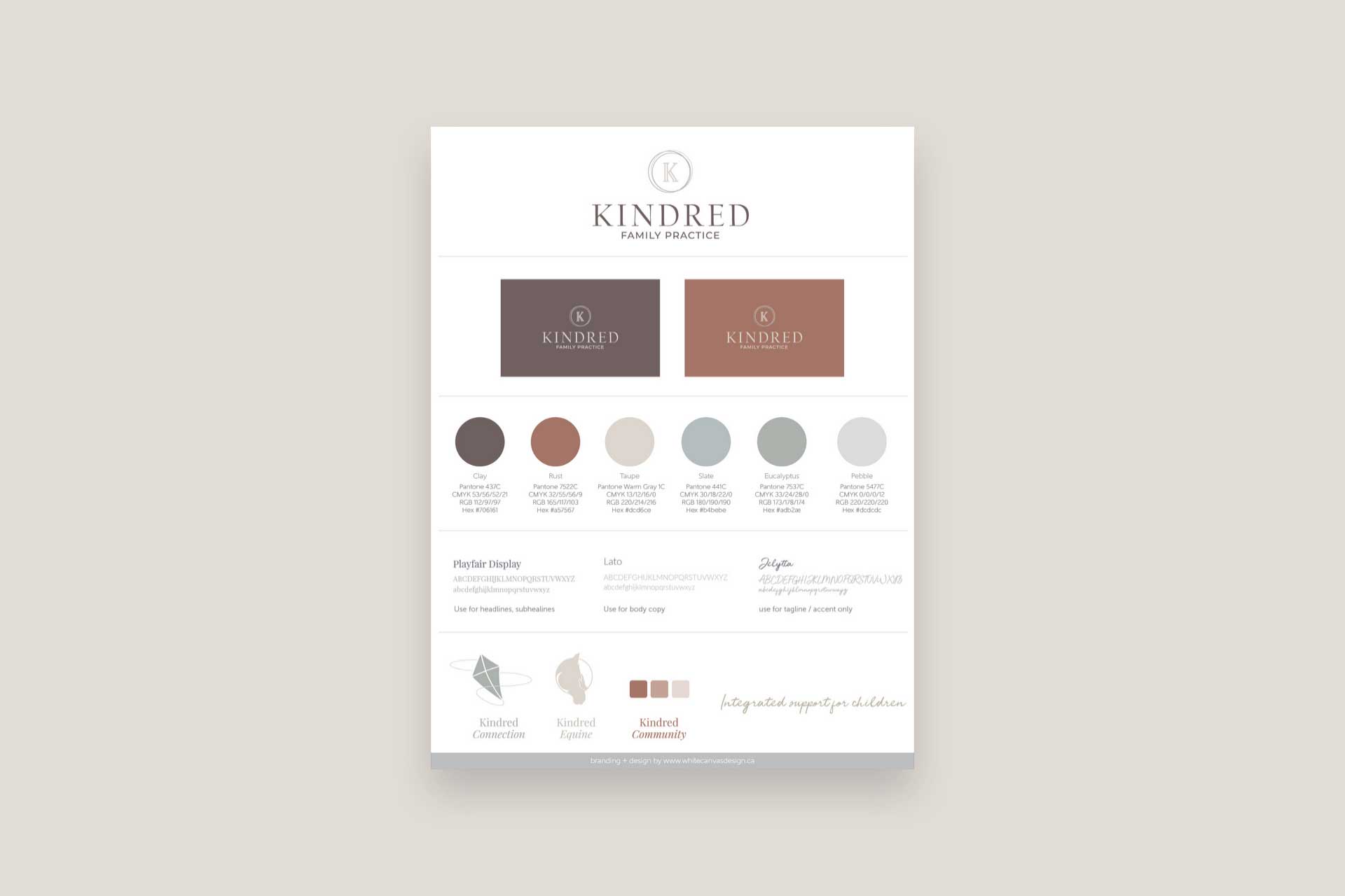Kindred Family Practice brand stylesheet - White Canvas Design
