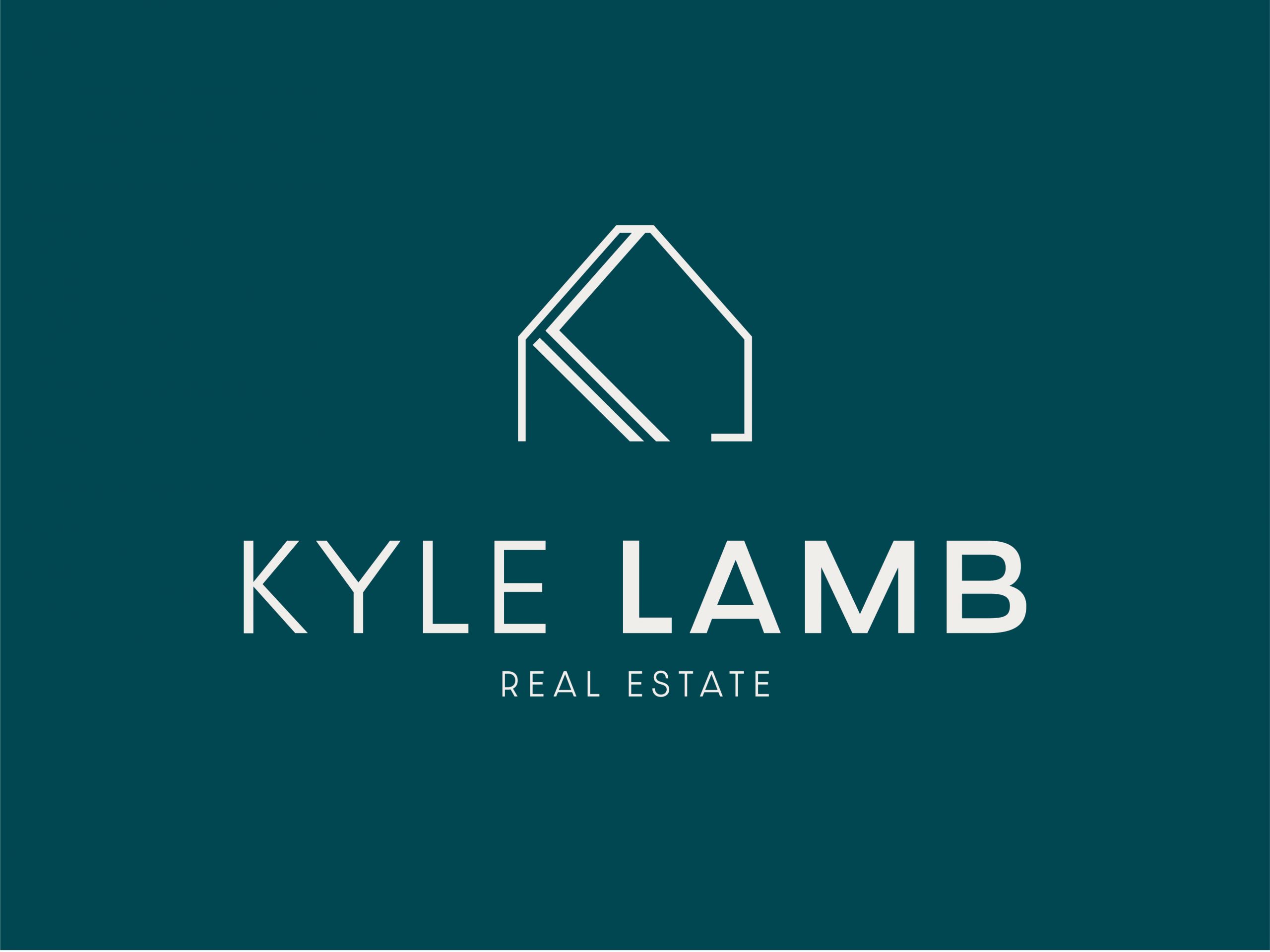 Kyle Lamb white logo on blue background - White canvas design