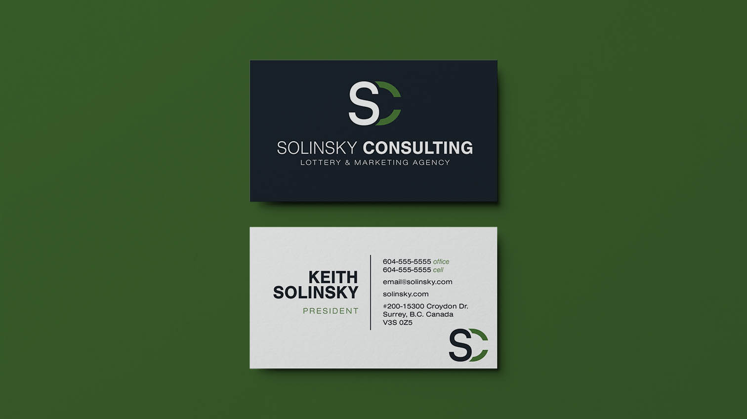 Solinsky Consulting Business Card Mockup - White Canvas Design
