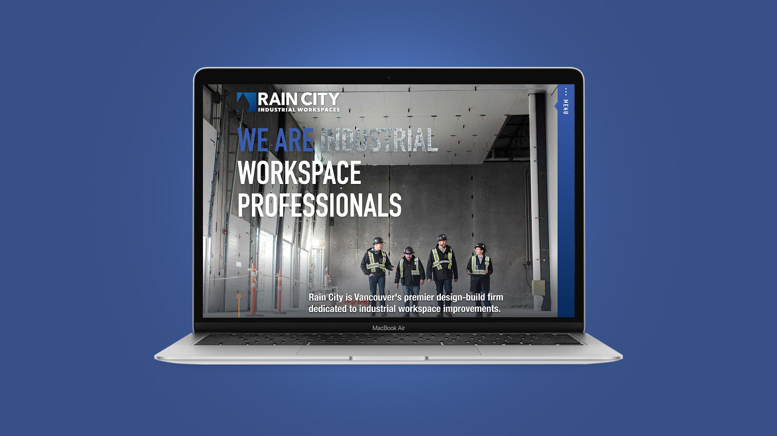 Rain City website shown on a Macbook Air laptop - White Canvas Design