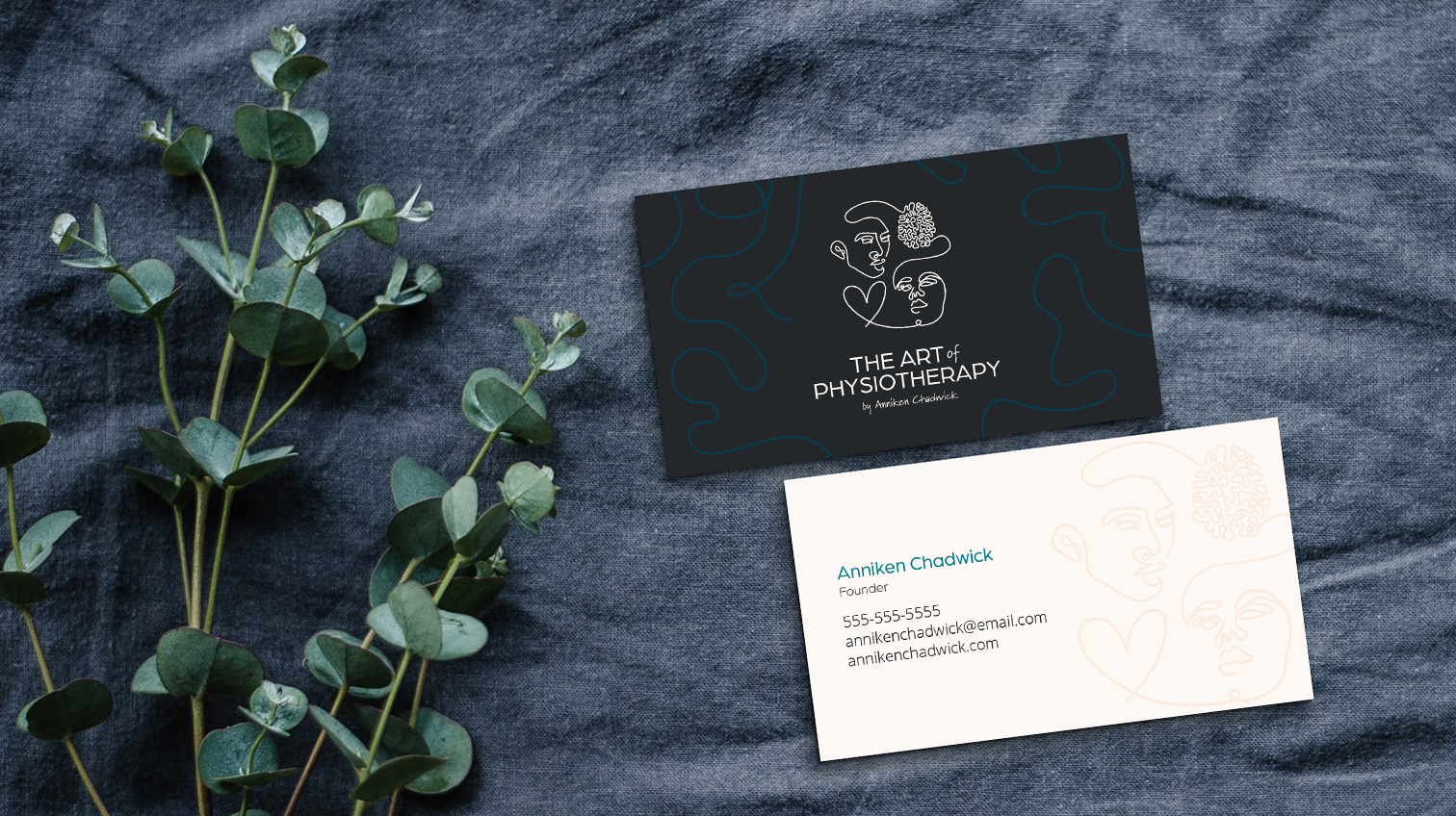 The Art of Physiotherapy business card design, front and back for Anniken Chadwick - White Canvas Design