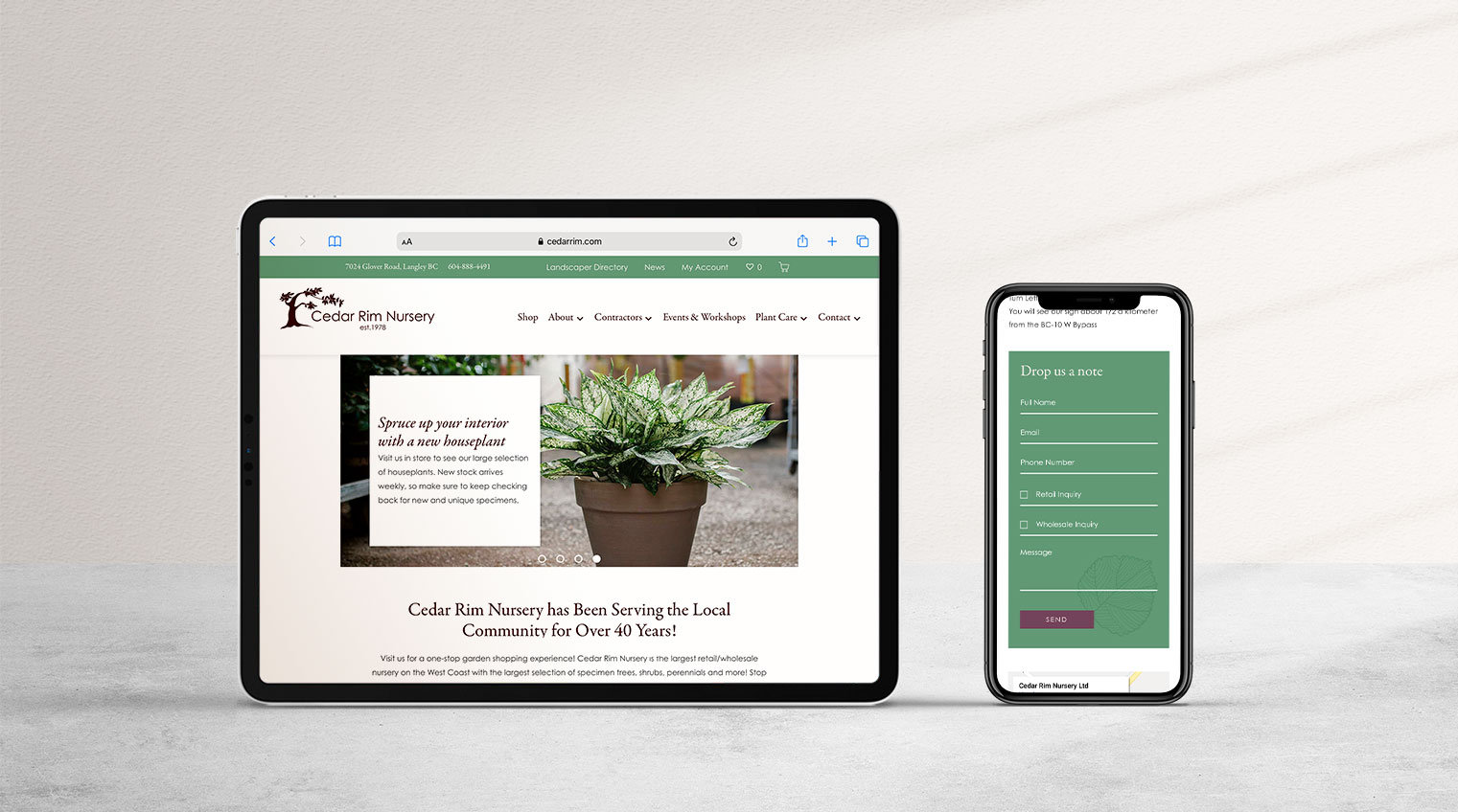 Cedar rim website on a tablet and mobile device - White Canvas Design