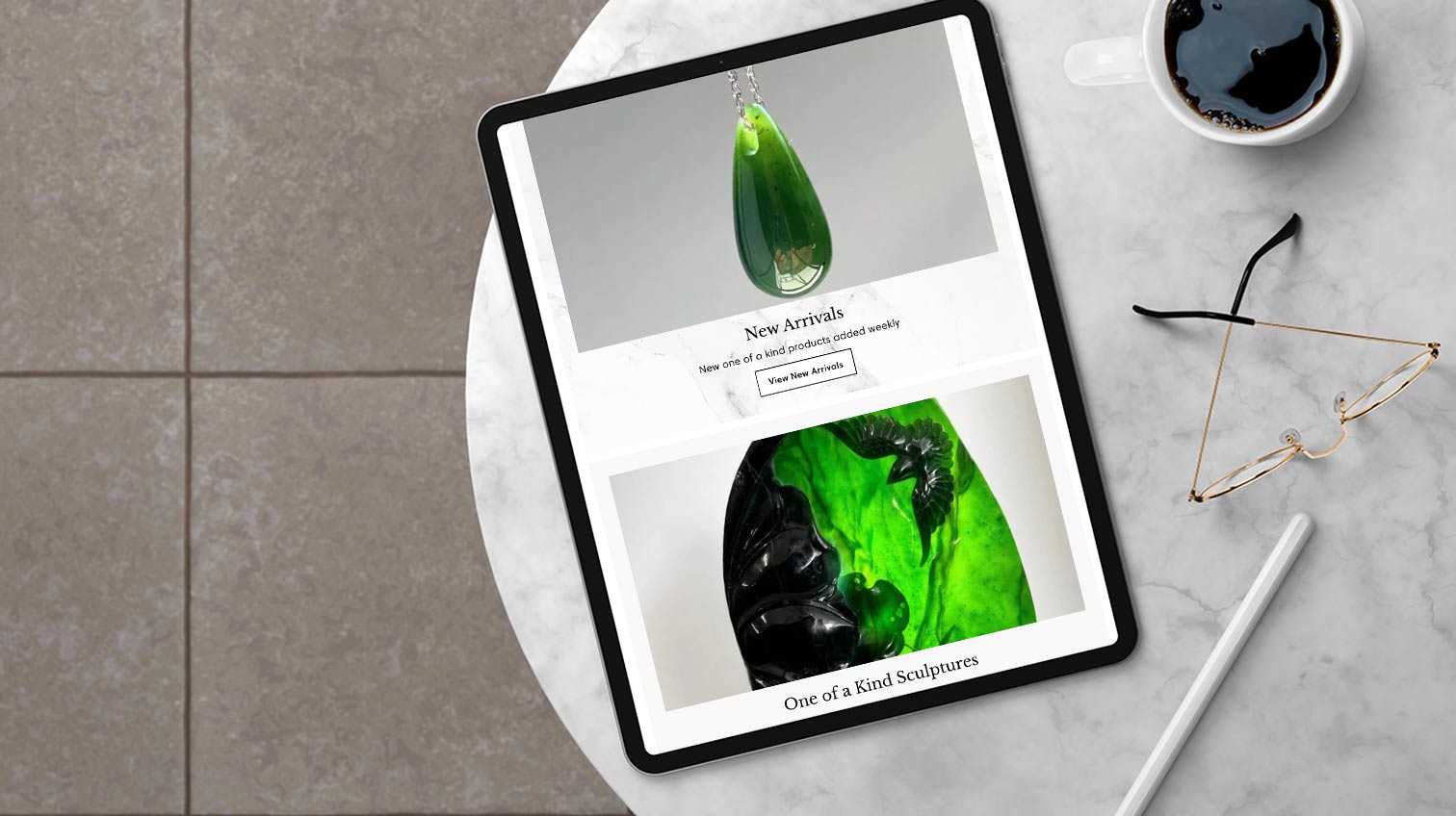 Tablet view of Jade Mine Canada's Shopify storefront.
