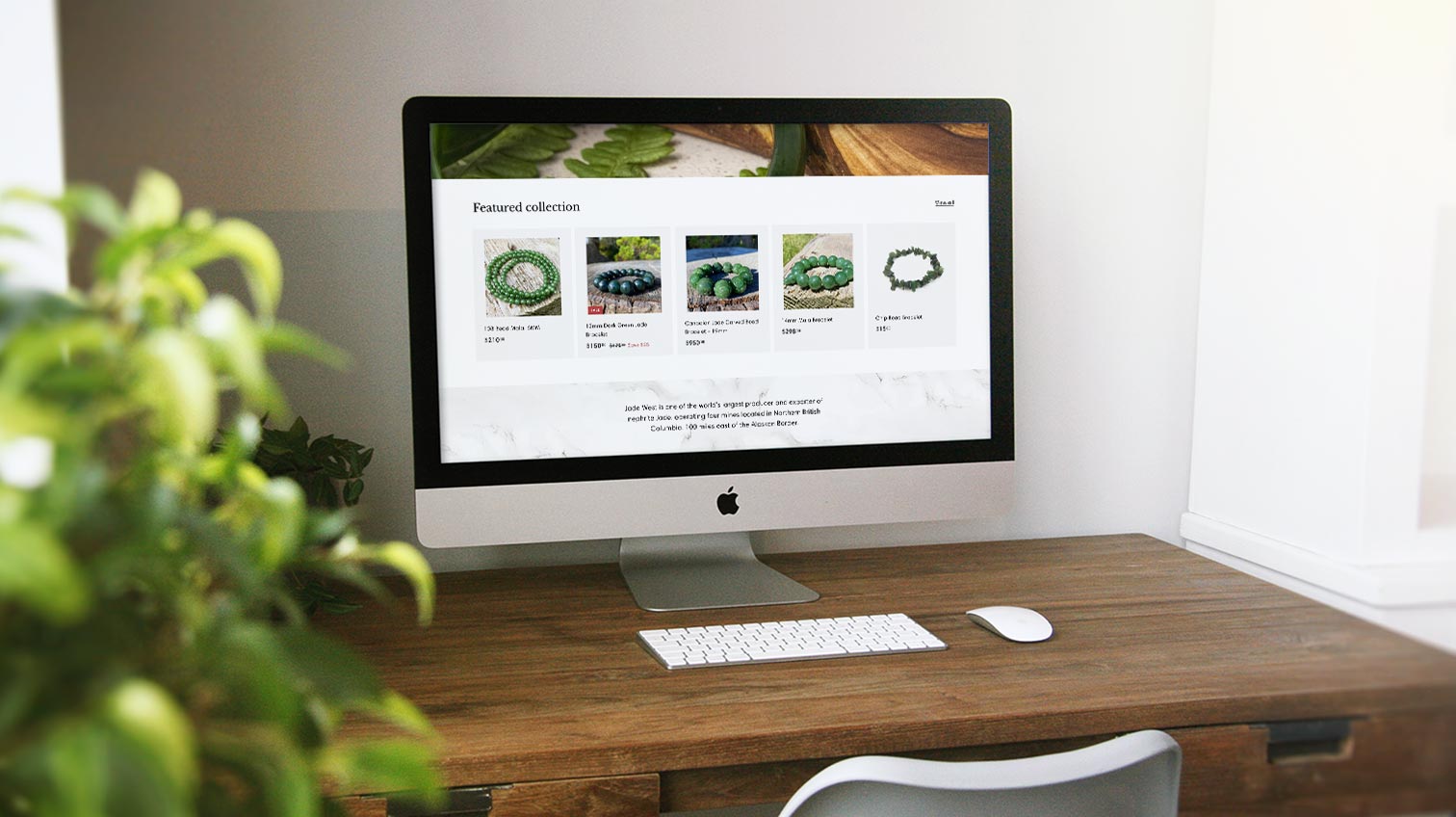 iMac desktop view of Jade Mine Canada's Shopify storefront.