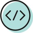 White Canvas Design Process Icons – Code symbol
