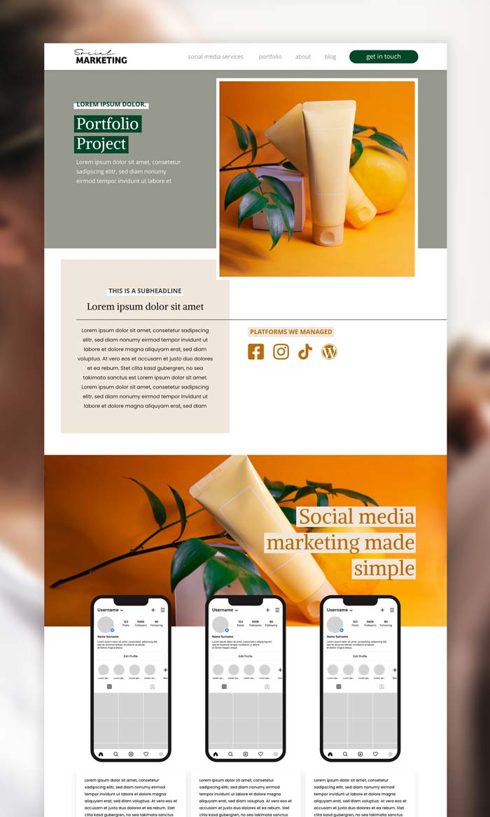 white canvas designed themes marketing theme project page screenshot