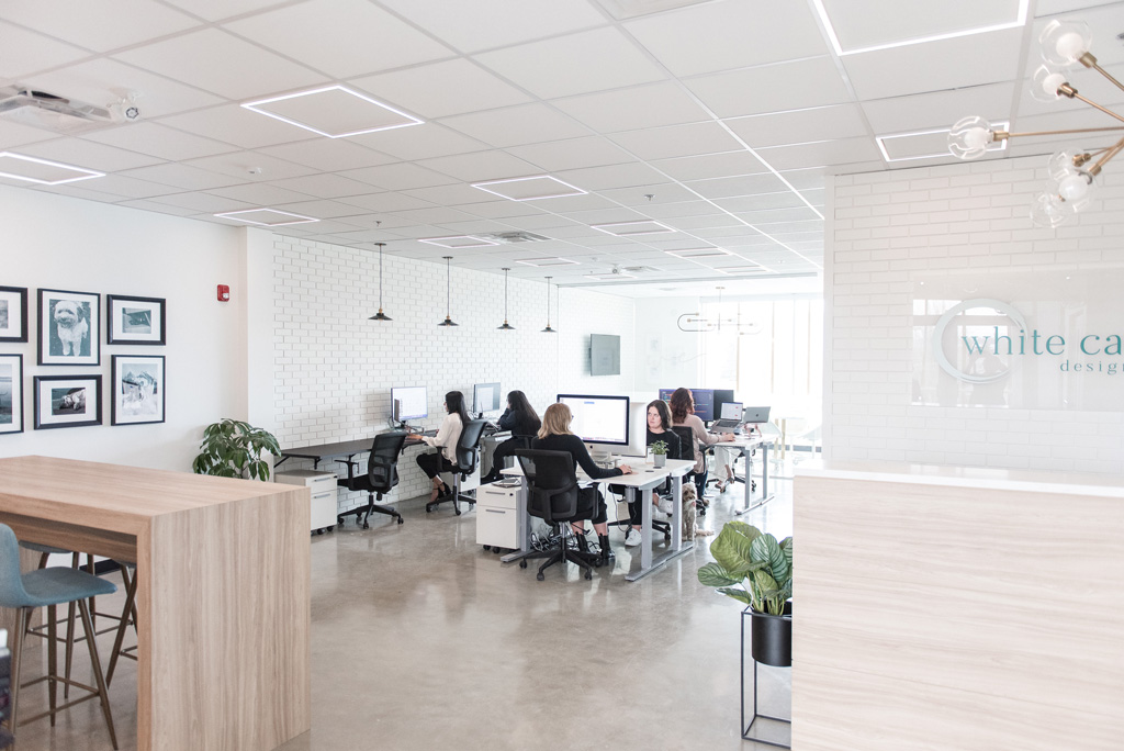 white canvas design studio gallery view of office from reception