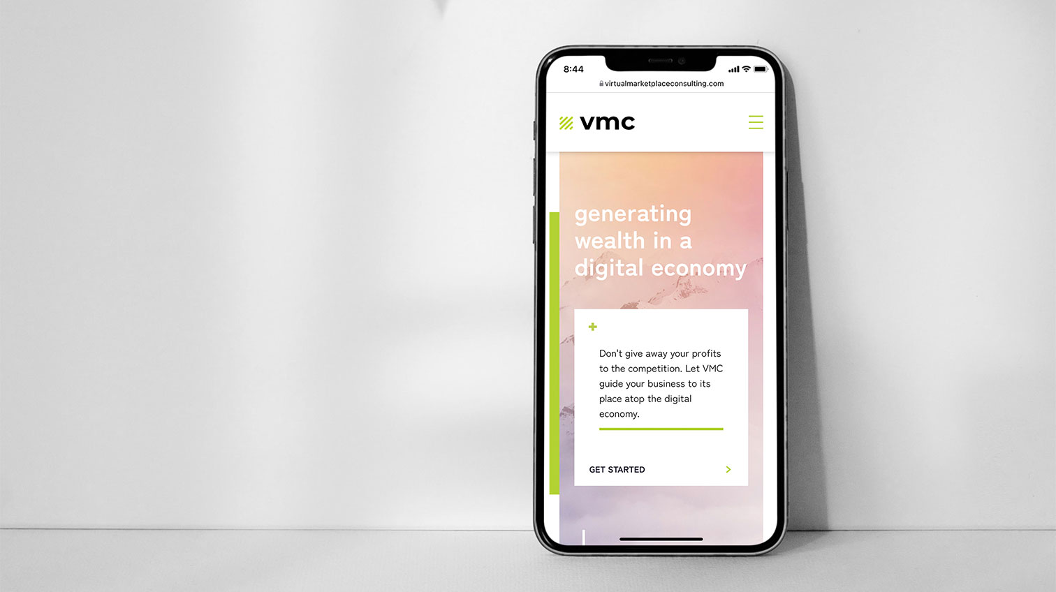 VMC website home page mobile phone view – by White Canvas Design