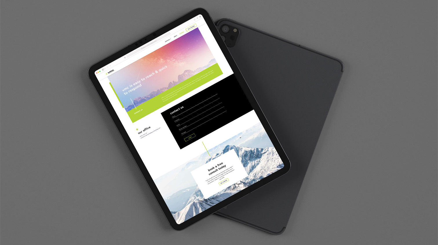VMC website tablet view – by White Canvas Design