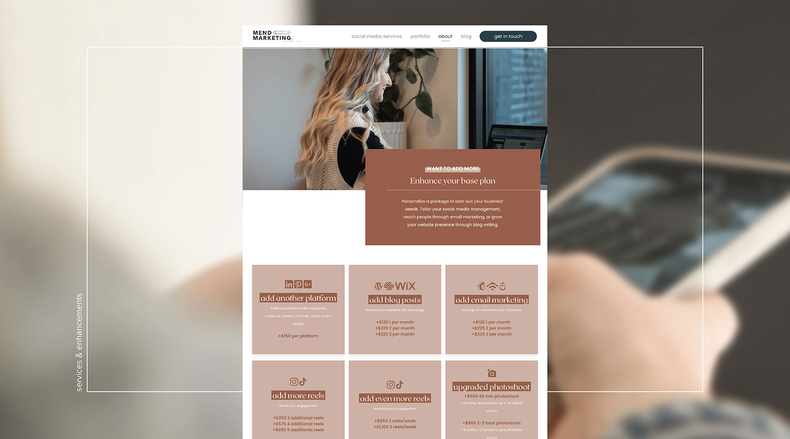 Mend Marketing website design – by White Canvas Design