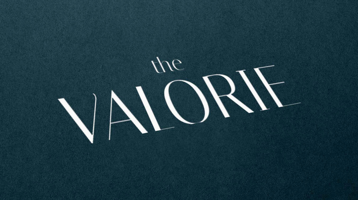The Valorie logo in print – by White Canvas Design