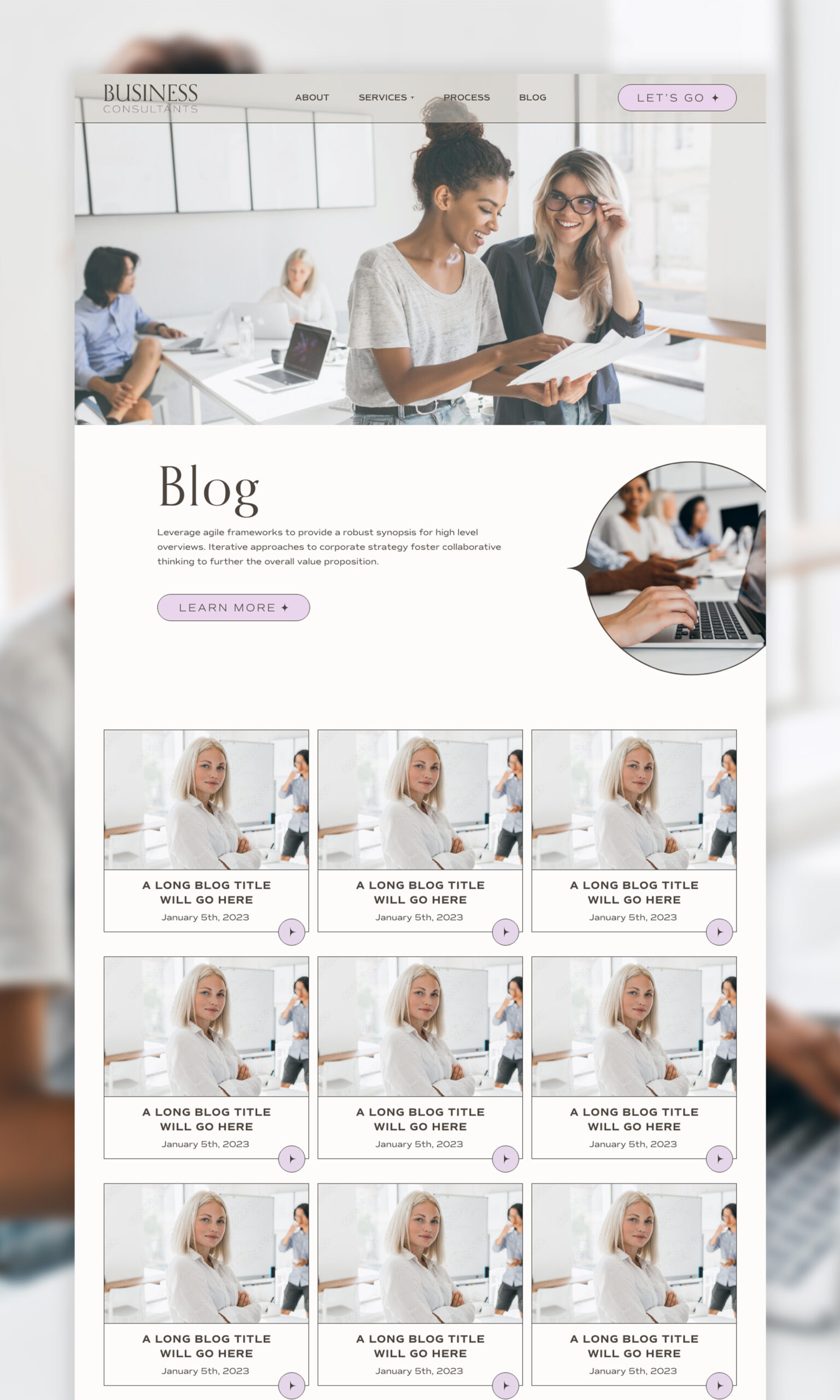 White Canvas designed themes, Consulting theme blog page