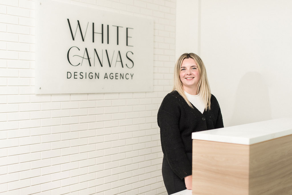 white canvas design agency reception desk