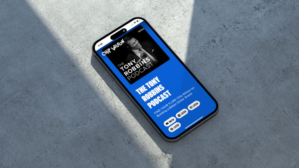 Mobile view of the Chip wilson wordpress website podcast page
