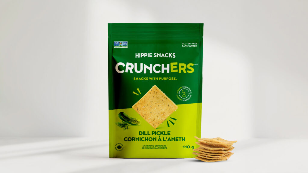 Hippie Snacks Crunchers branded packaging design