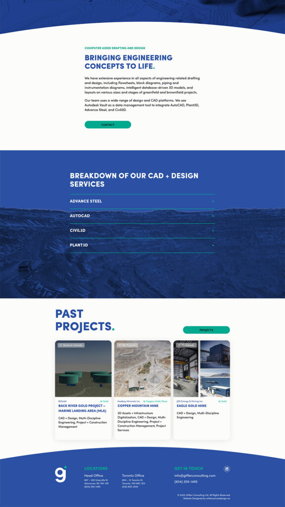 Giffen wordpress website page layout