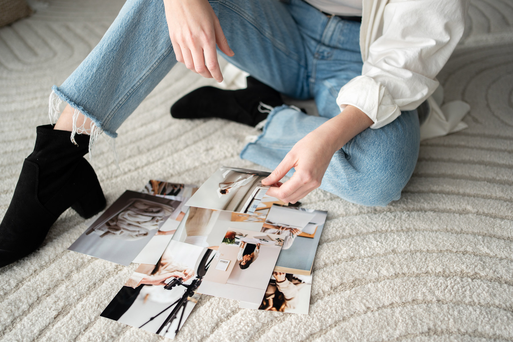 Cass looking at and selecting images